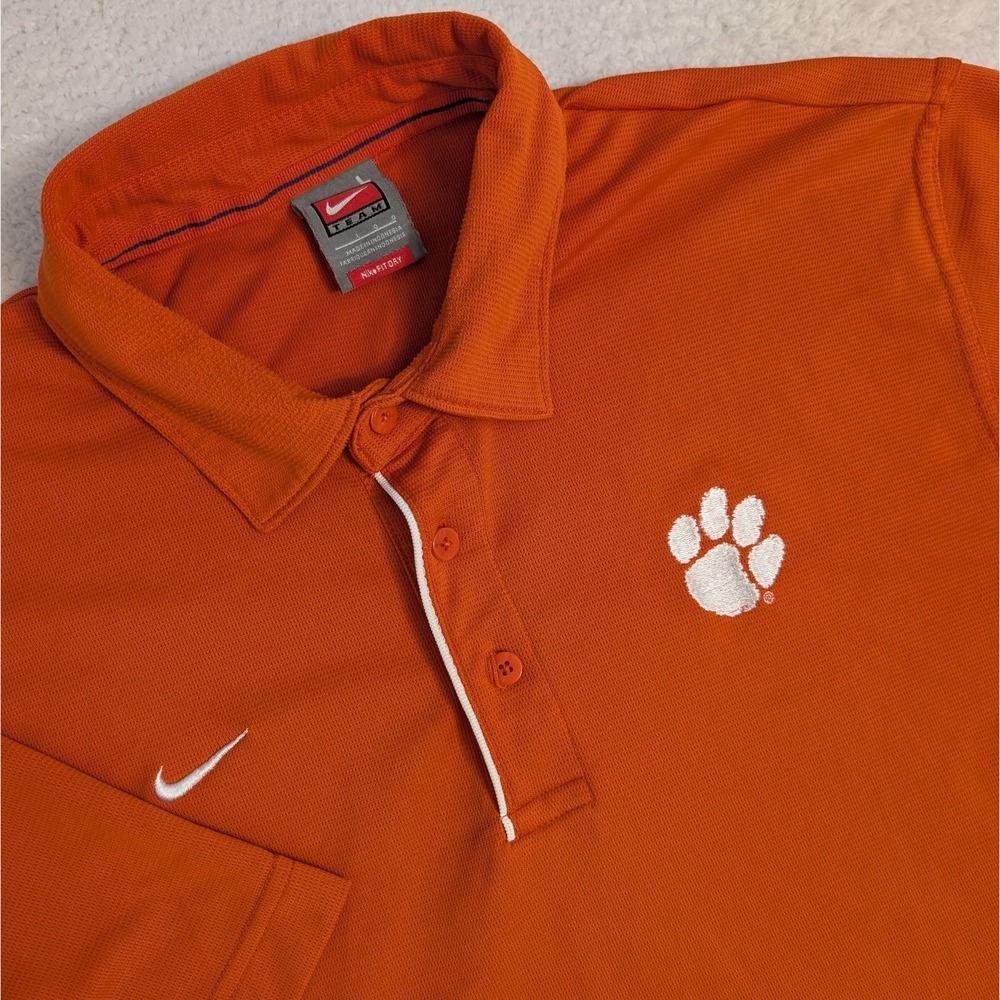 Clemson Tigers Nike Team Mens Polo Shirt Mens L Orange 100% Polyester